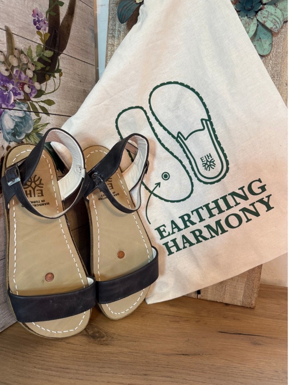 Earthing Harmony Grounding Black Leather Sandals (Size W10-10.5, M8-8.5, Eu42) — image 3 of 5